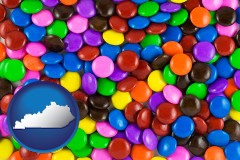 kentucky map icon and colorful candies