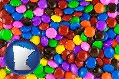 minnesota map icon and colorful candies