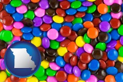 missouri map icon and colorful candies