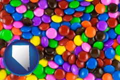 nevada map icon and colorful candies