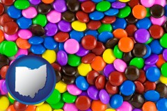 ohio map icon and colorful candies