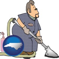 north-carolina map icon and a carpet cleaner using carpet cleaning products
