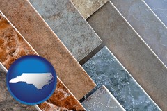north-carolina map icon and ceramic tile samples