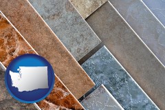 washington map icon and ceramic tile samples