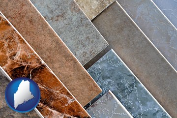 ceramic tile samples - with Maine icon