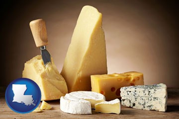 assorted cheeses - with Louisiana icon