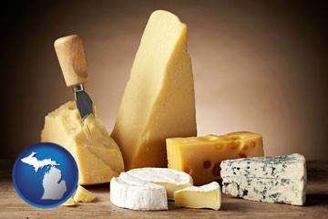 assorted cheeses - with Michigan icon