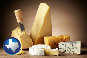 assorted cheeses - with Texas icon