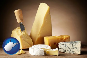 assorted cheeses - with West Virginia icon