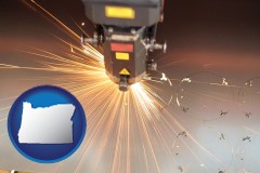 oregon map icon and a laser cutting tool