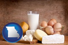 missouri map icon and dairy products