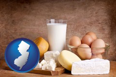 new-jersey map icon and dairy products