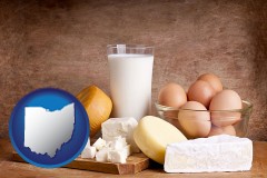 ohio map icon and dairy products