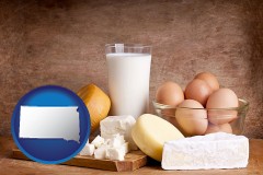 south-dakota map icon and dairy products