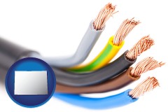 colorado map icon and copper electrical wires in an insulated cable