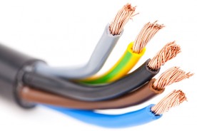 copper electrical wires in an insulated cable