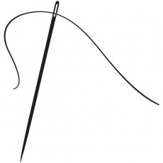 a needle and thread (black and white)