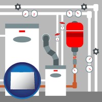 colorado map icon and a boiler room furnace