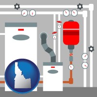 idaho map icon and a boiler room furnace