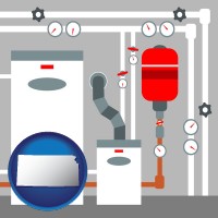 kansas map icon and a boiler room furnace