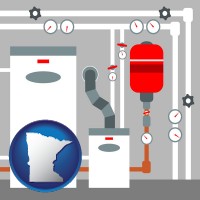 minnesota map icon and a boiler room furnace