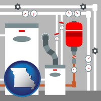 missouri map icon and a boiler room furnace