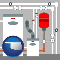 oklahoma map icon and a boiler room furnace