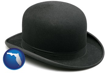 a black bowler hat, isolated on white - with Florida icon