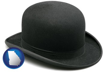 a black bowler hat, isolated on white - with Georgia icon