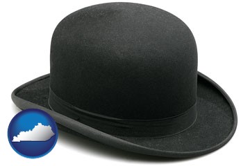 a black bowler hat, isolated on white - with Kentucky icon