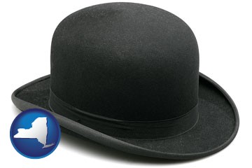 a black bowler hat, isolated on white - with New York icon