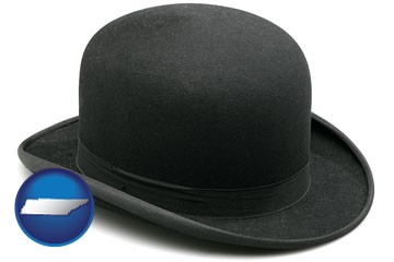 a black bowler hat, isolated on white - with Tennessee icon