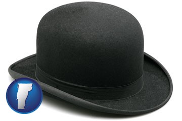 a black bowler hat, isolated on white - with Vermont icon