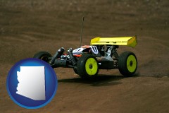 arizona map icon and a radio-controlled model car