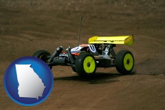 georgia map icon and a radio-controlled model car