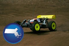 massachusetts map icon and a radio-controlled model car