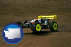 washington map icon and a radio-controlled model car