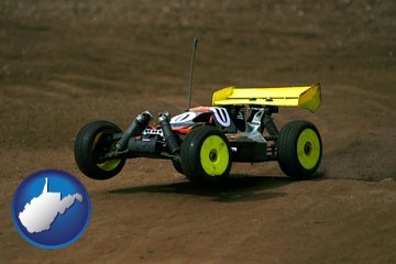 a radio-controlled model car - with West Virginia icon