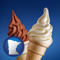 minnesota map icon and soft chocolate and vanilla ice cream cones