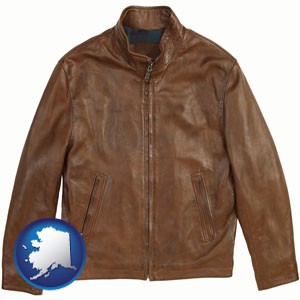 a brown leather jacket - with Alaska icon