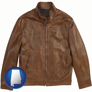 a brown leather jacket - with Alabama icon