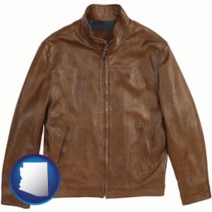 a brown leather jacket - with Arizona icon