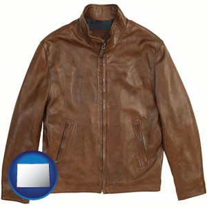 a brown leather jacket - with Colorado icon