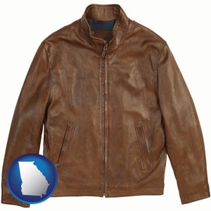 a brown leather jacket - with Georgia icon