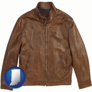 a brown leather jacket - with Indiana icon