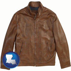 a brown leather jacket - with Louisiana icon