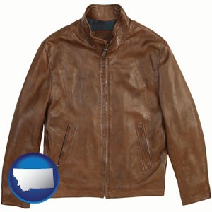 a brown leather jacket - with Montana icon