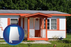 alabama map icon and a mobile home with orange trim