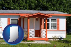 indiana map icon and a mobile home with orange trim