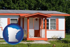 minnesota map icon and a mobile home with orange trim